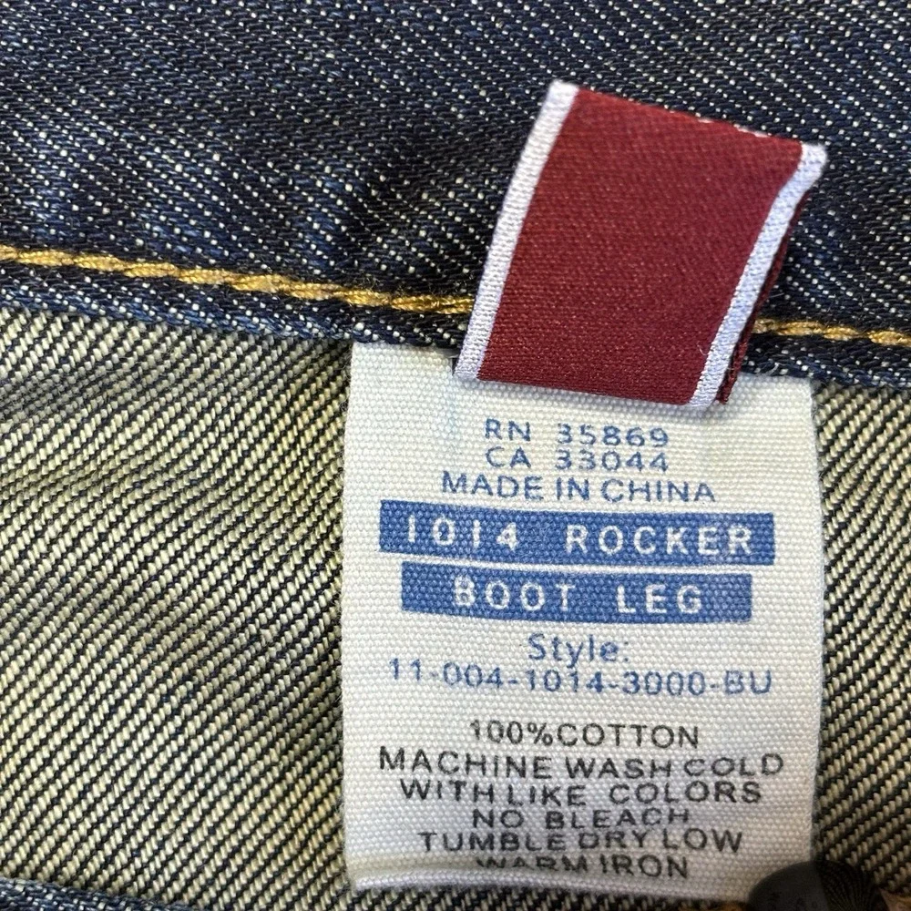 John B Stetson Jeans Mens 35x32 1014 Rocker Bootleg Cowby Western Blue‎ Denim